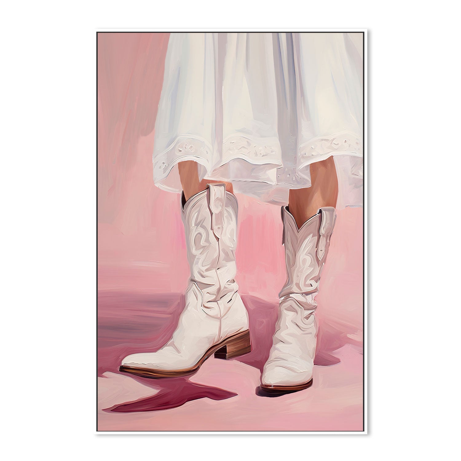 wall-art-print-canvas-poster-framed-White Cowgirl Boots , By Lady Hana-5