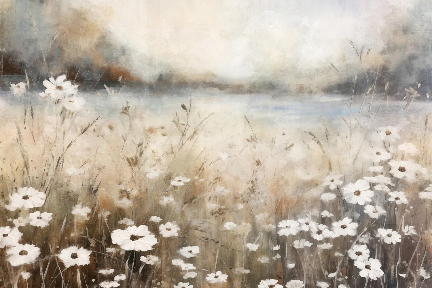 wall-art-print-canvas-poster-framed-White Flower Field, Style A-1