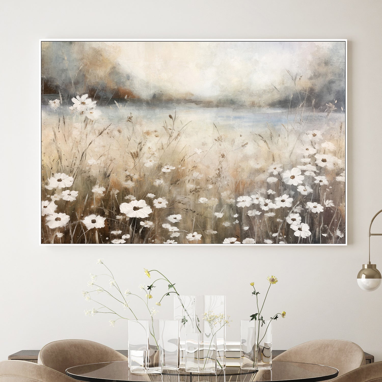 wall-art-print-canvas-poster-framed-White Flower Field, Style A-2