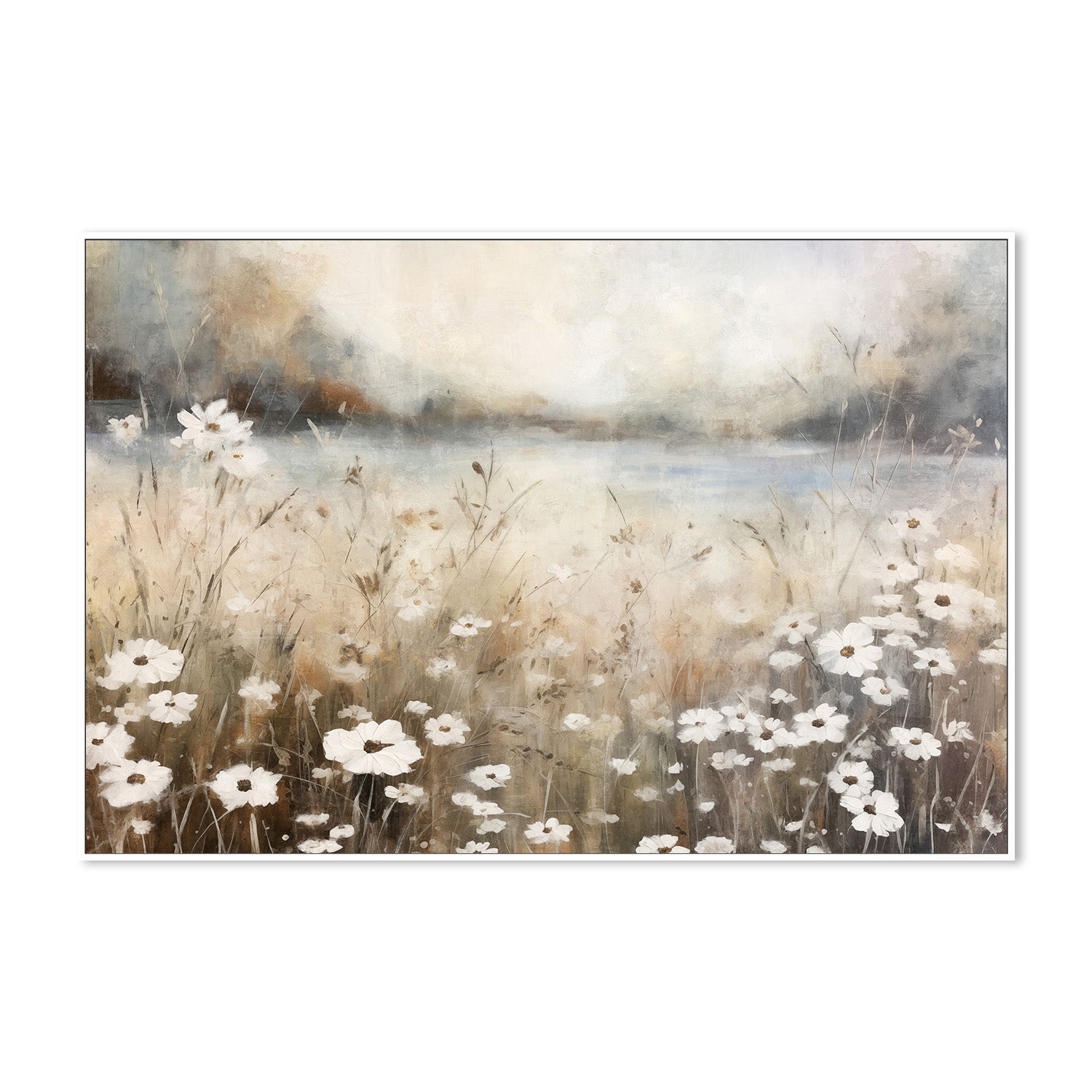 wall-art-print-canvas-poster-framed-White Flower Field, Style A-5