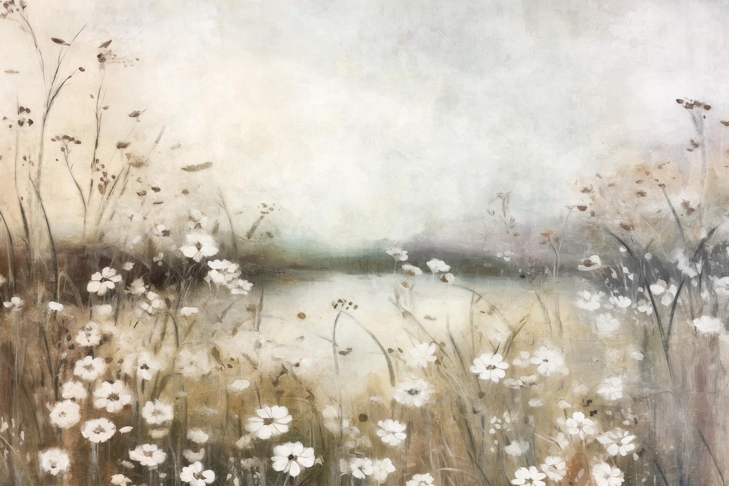 wall-art-print-canvas-poster-framed-White Flower Field, Style B-1