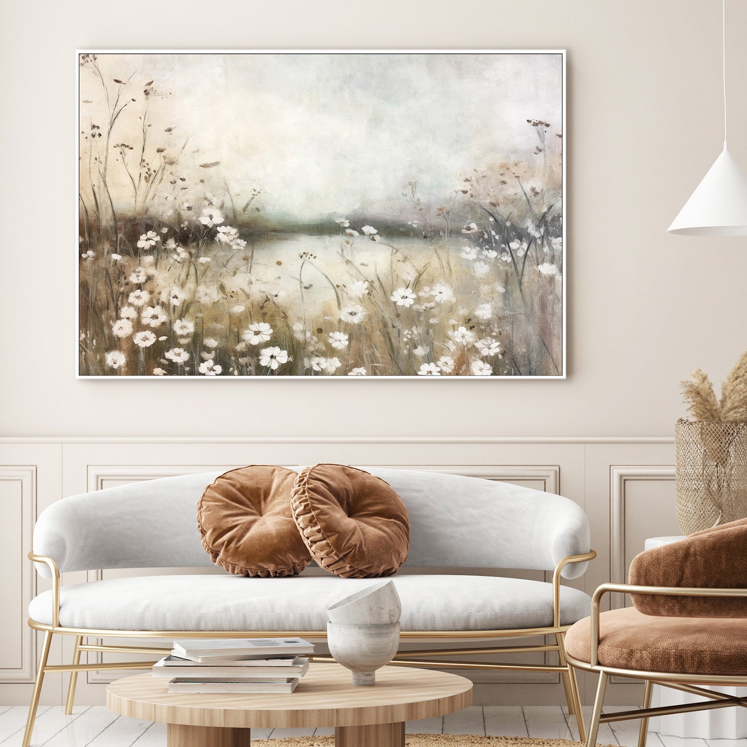 wall-art-print-canvas-poster-framed-White Flower Field, Style B-2