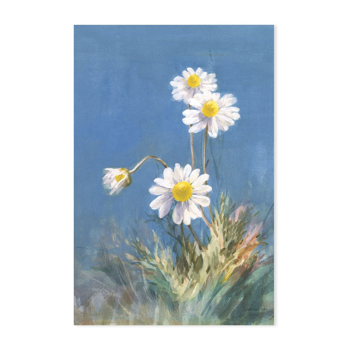 wall-art-print-canvas-poster-framed-White Poppies & Daisies, Set of 2-by-Danhui Nai-Gioia Wall Art