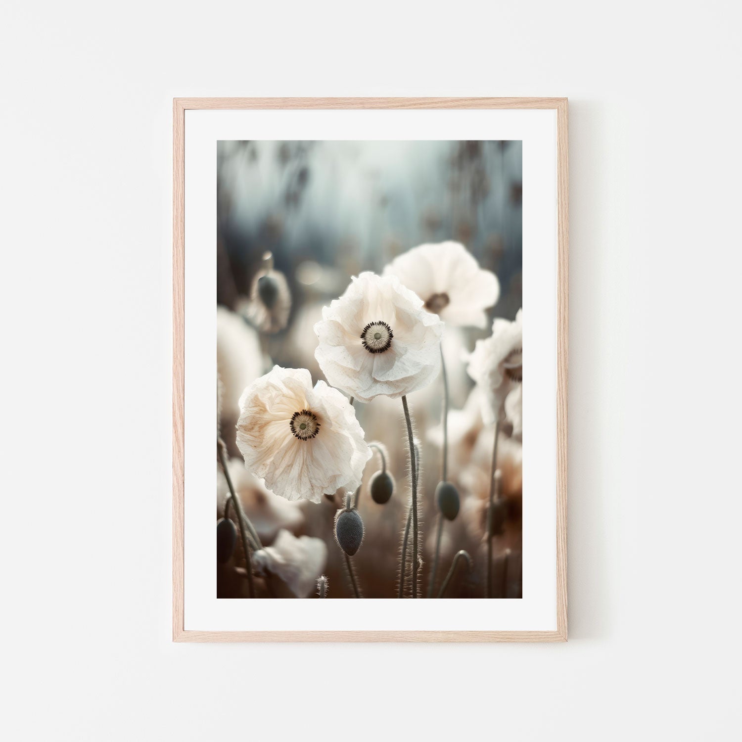 wall-art-print-canvas-poster-framed-White Poppy Field , By Treechild-GIOIA-WALL-ART