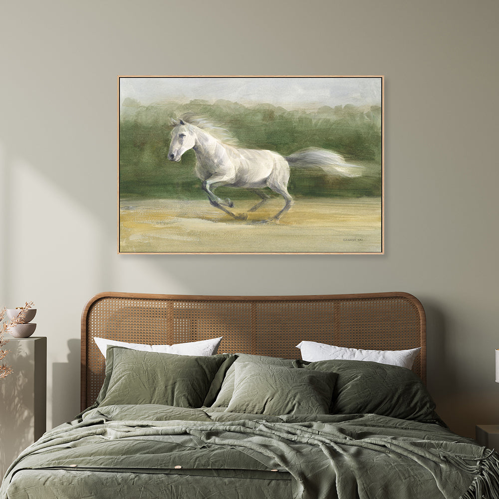 wall-art-print-canvas-poster-framed-White Stallion , By Danhui Nai-GIOIA-WALL-ART