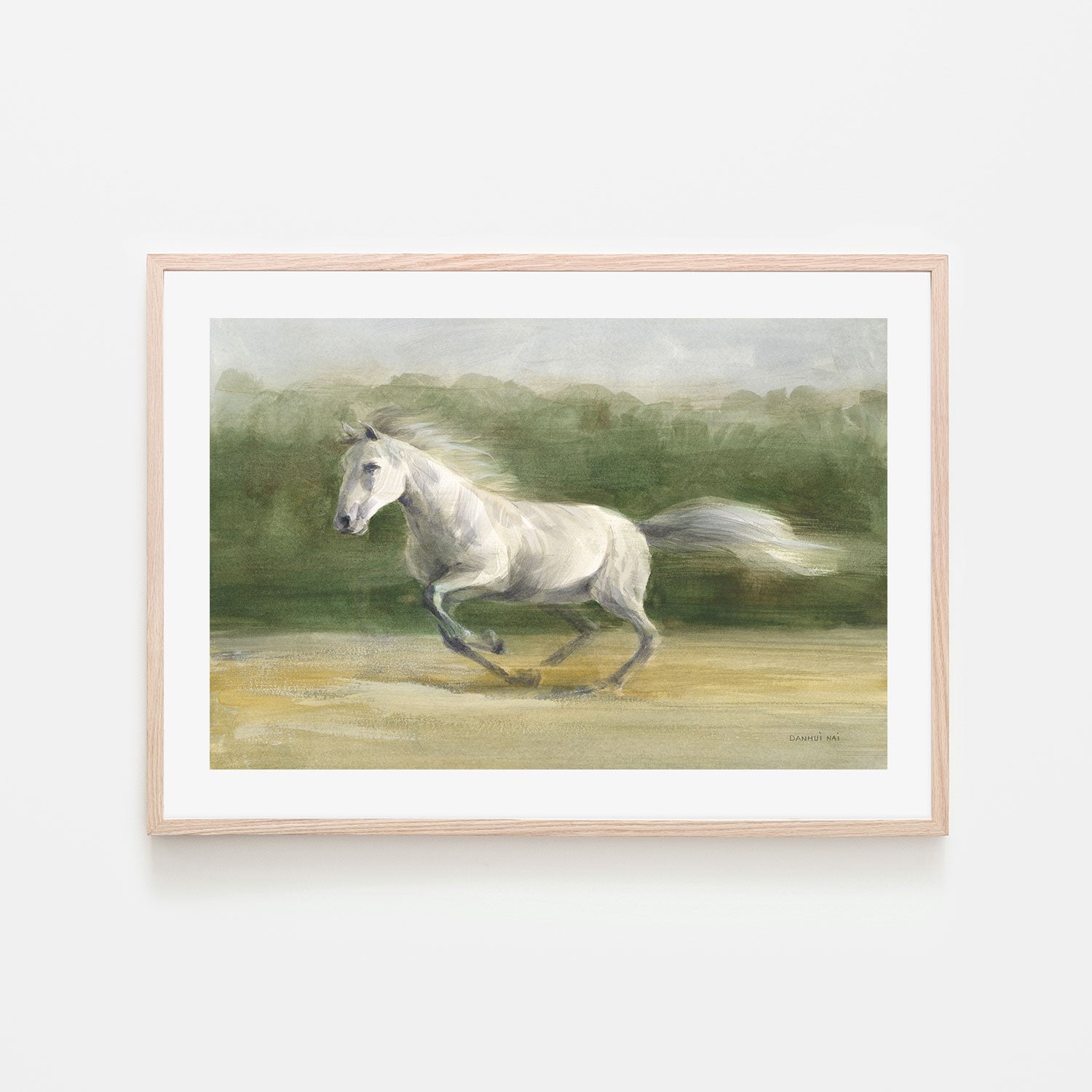 wall-art-print-canvas-poster-framed-White Stallion , By Danhui Nai-GIOIA-WALL-ART