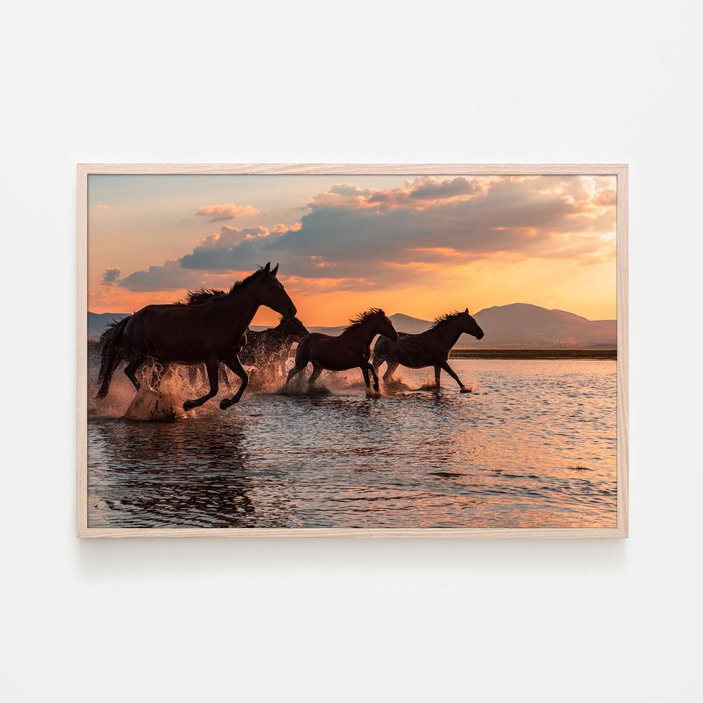 wall-art-print-canvas-poster-framed-Wild Horses Sunset Run-6