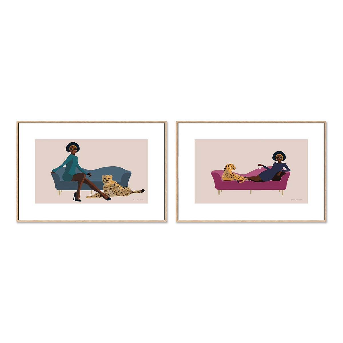 wall-art-print-canvas-poster-framed-Wild Lounge, Style A & B, Set Of 2 , By Omar Escalante-GIOIA-WALL-ART