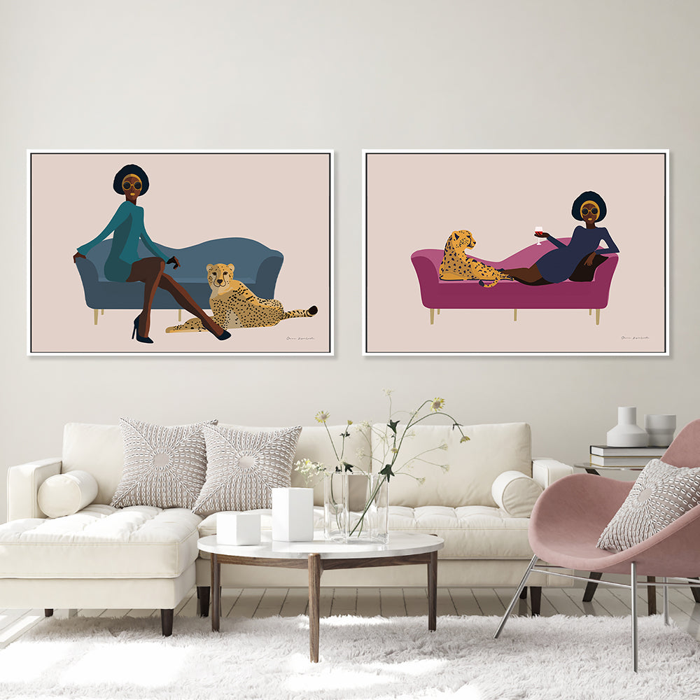 wall-art-print-canvas-poster-framed-Wild Lounge, Style A & B, Set Of 2 , By Omar Escalante-GIOIA-WALL-ART