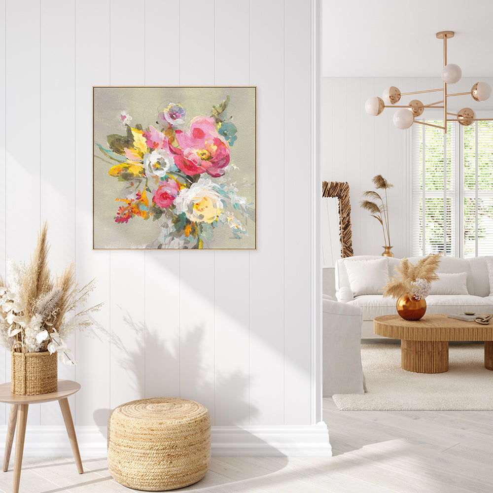 wall-art-print-canvas-poster-framed-Windblown Blooms Yellow Gray-by-Danhui Nai-Gioia Wall Art
