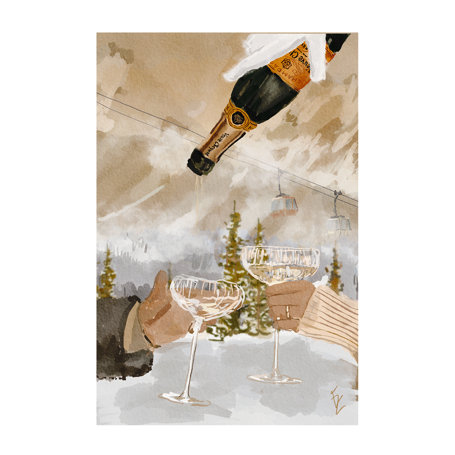 wall-art-print-canvas-poster-framed-Winter Champagne , By Ekaterina Zagorska-1