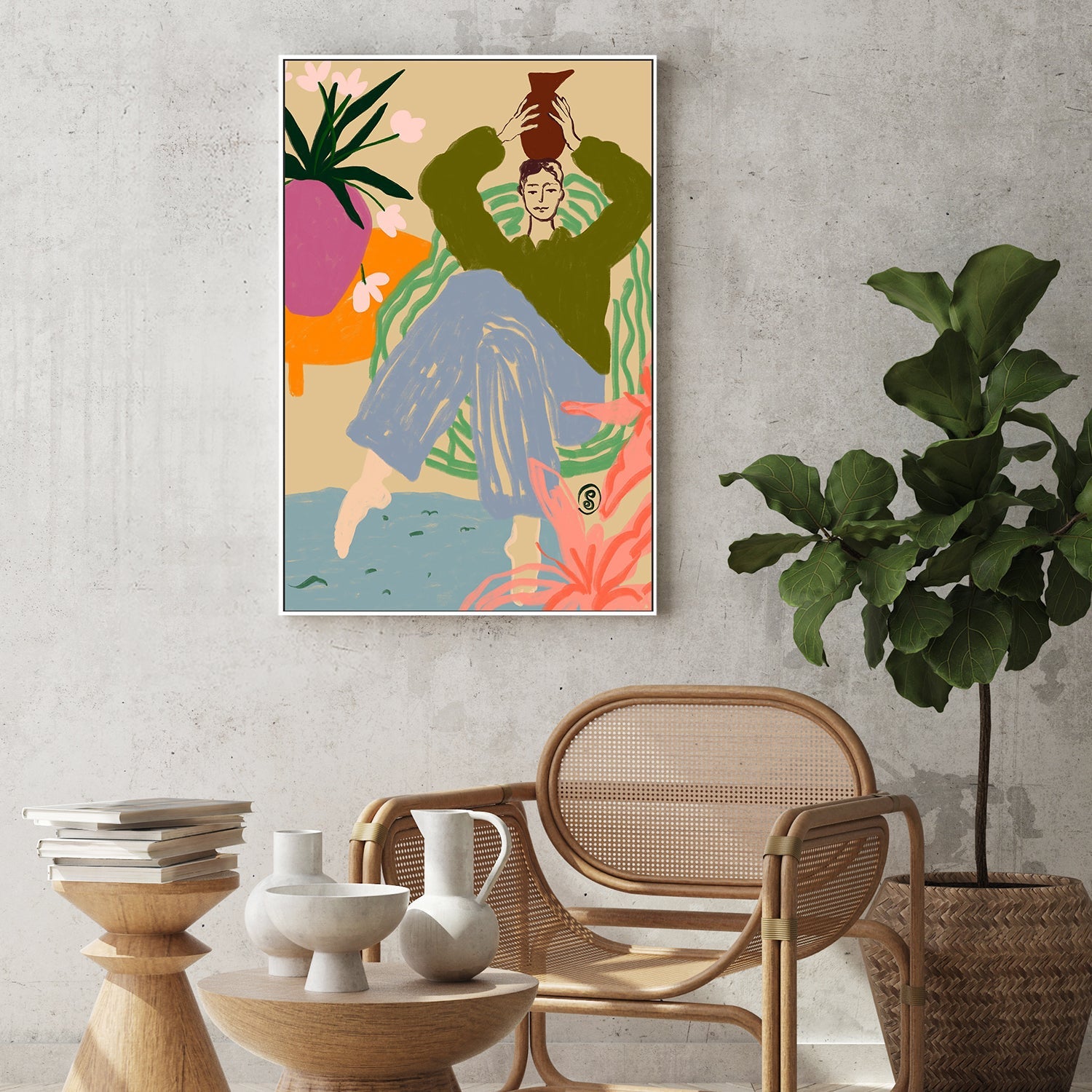 wall-art-print-canvas-poster-framed-Woman With A Vessel , By Sandra Poliakov-7