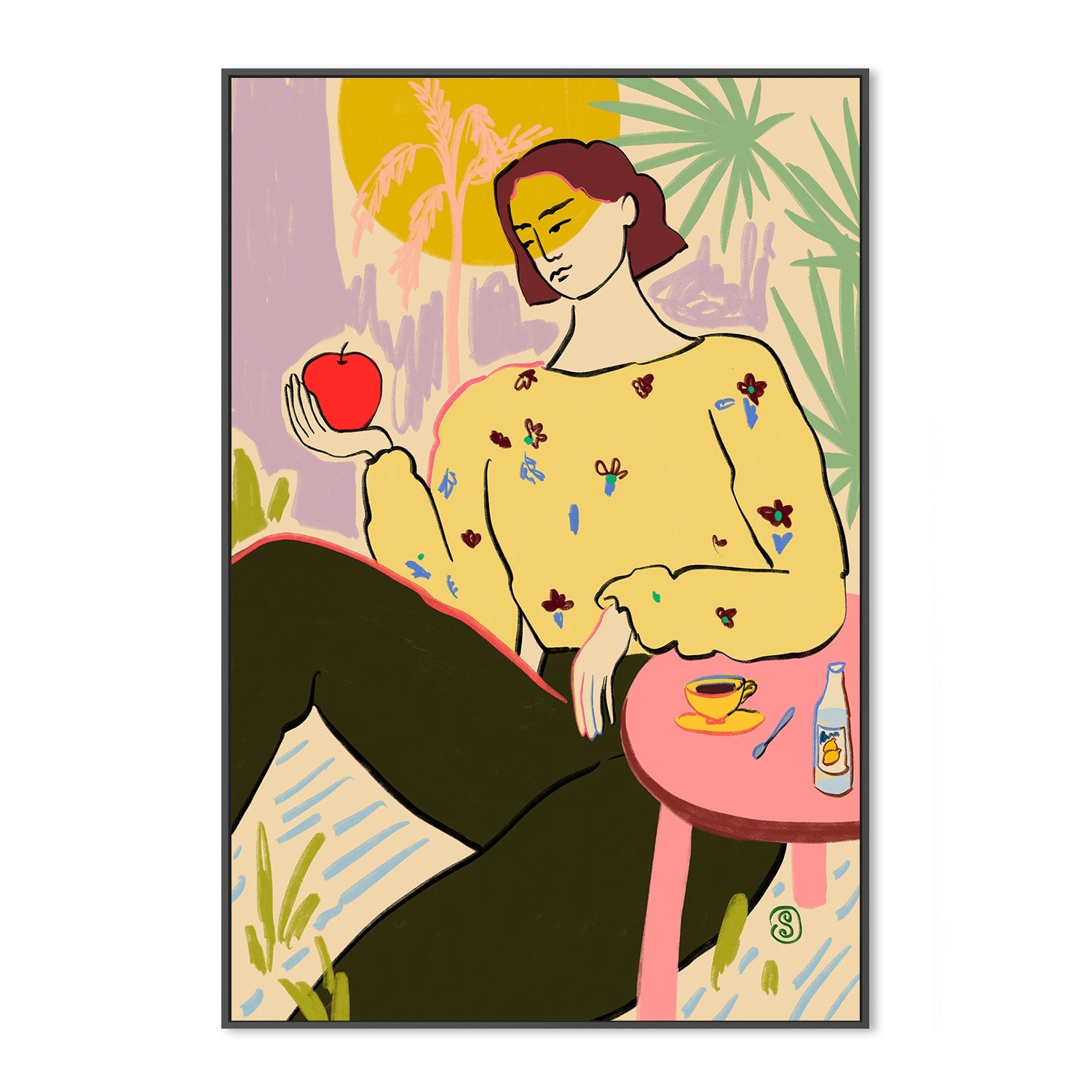 wall-art-print-canvas-poster-framed-Woman With Apple , By Sandra Poliakov-3