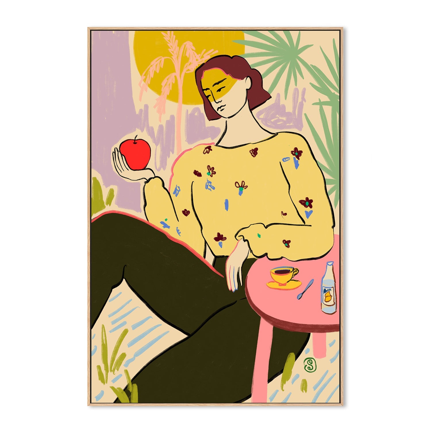wall-art-print-canvas-poster-framed-Woman With Apple , By Sandra Poliakov-4