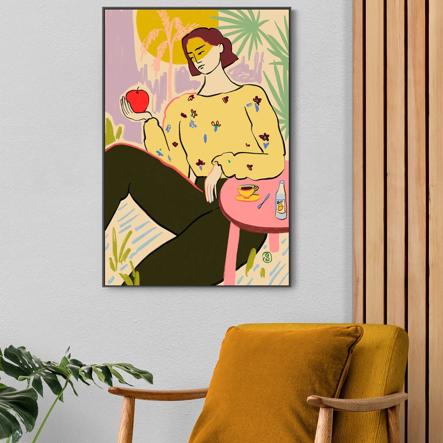 wall-art-print-canvas-poster-framed-Woman With Apple , By Sandra Poliakov-7