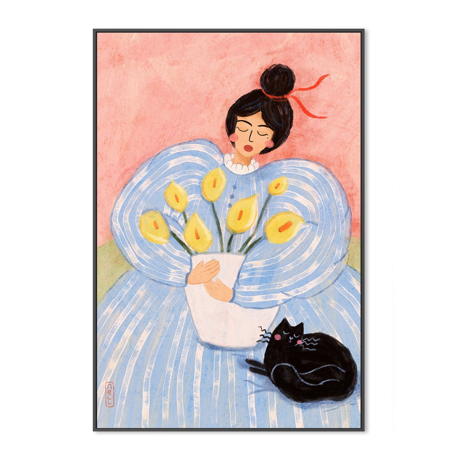 wall-art-print-canvas-poster-framed-Woman with Lillies-3