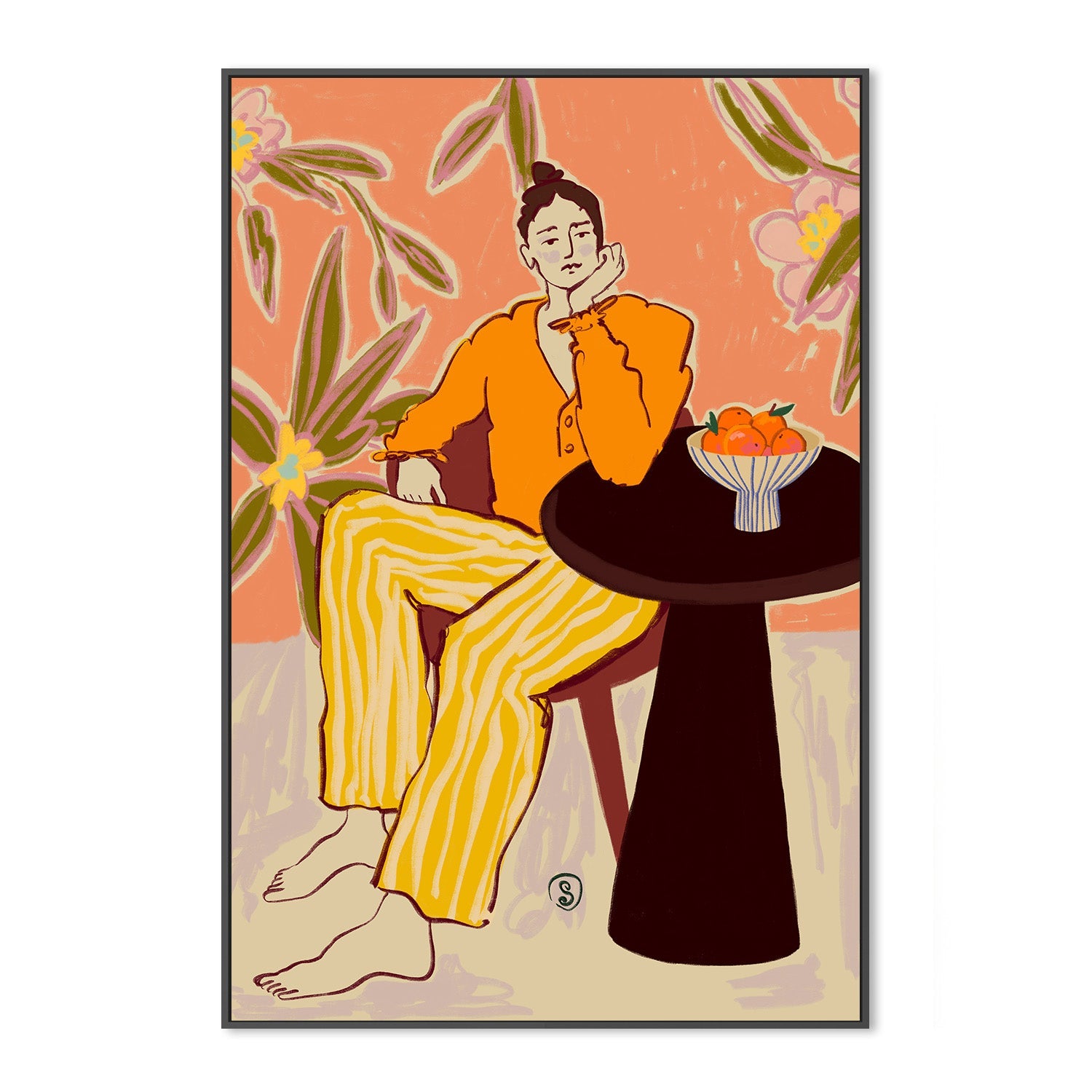 wall-art-print-canvas-poster-framed-Woman With Oranges , By Sandra Poliakov-3