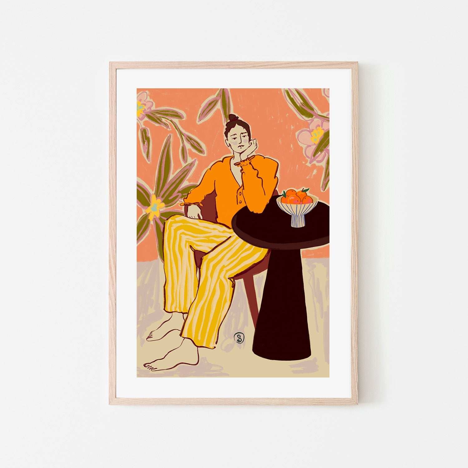 wall-art-print-canvas-poster-framed-Woman With Oranges , By Sandra Poliakov-6