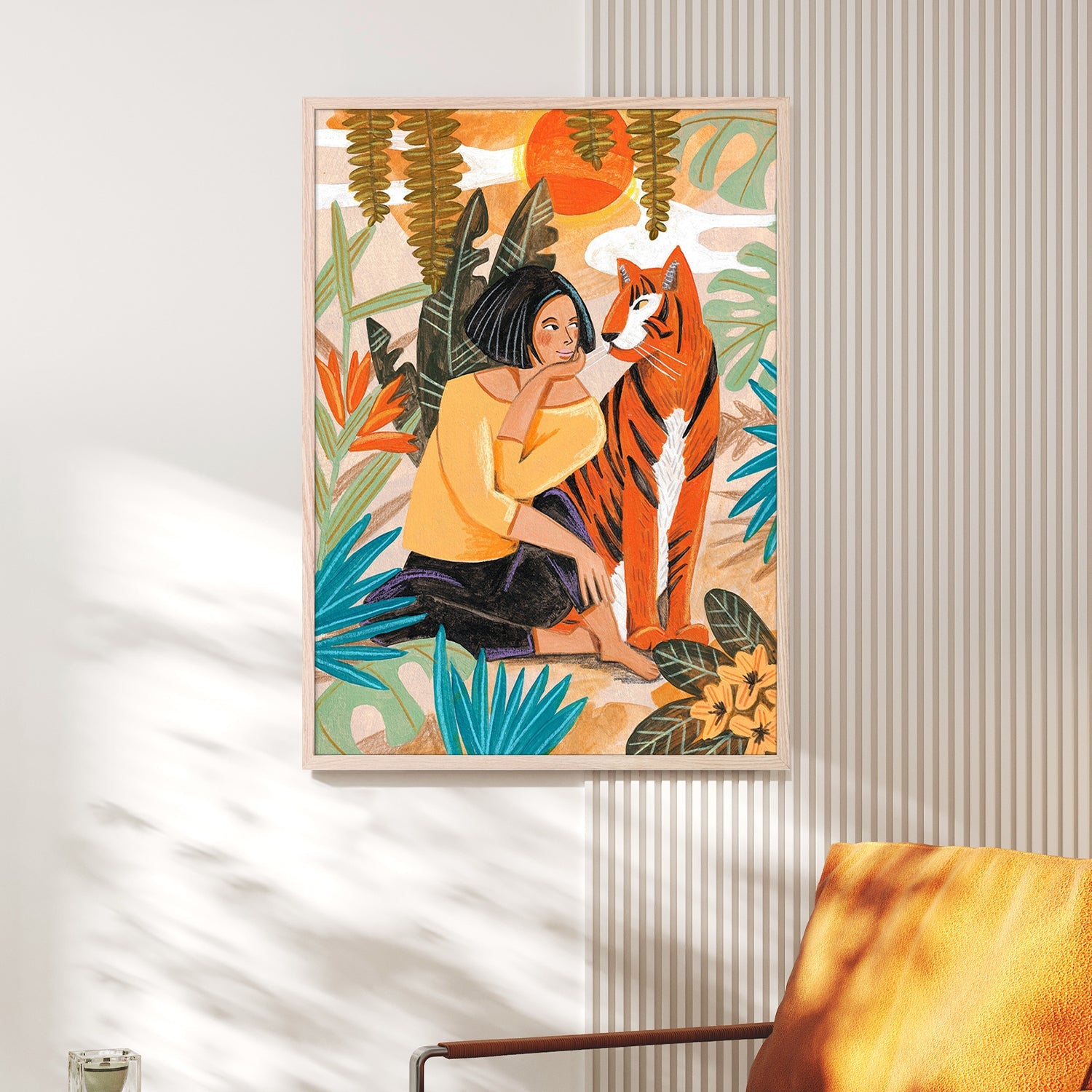 wall-art-print-canvas-poster-framed-Woman with Tiger-2