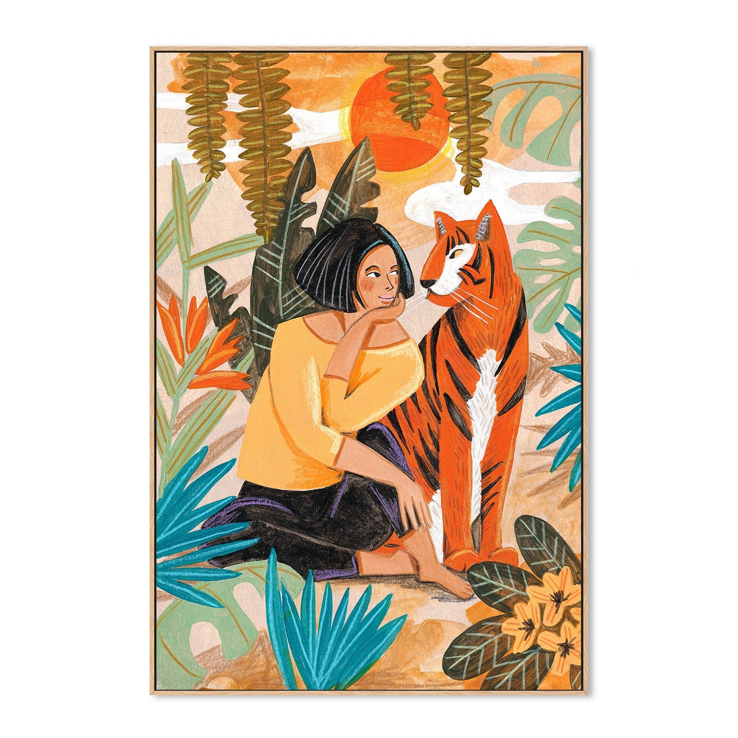 wall-art-print-canvas-poster-framed-Woman with Tiger-4