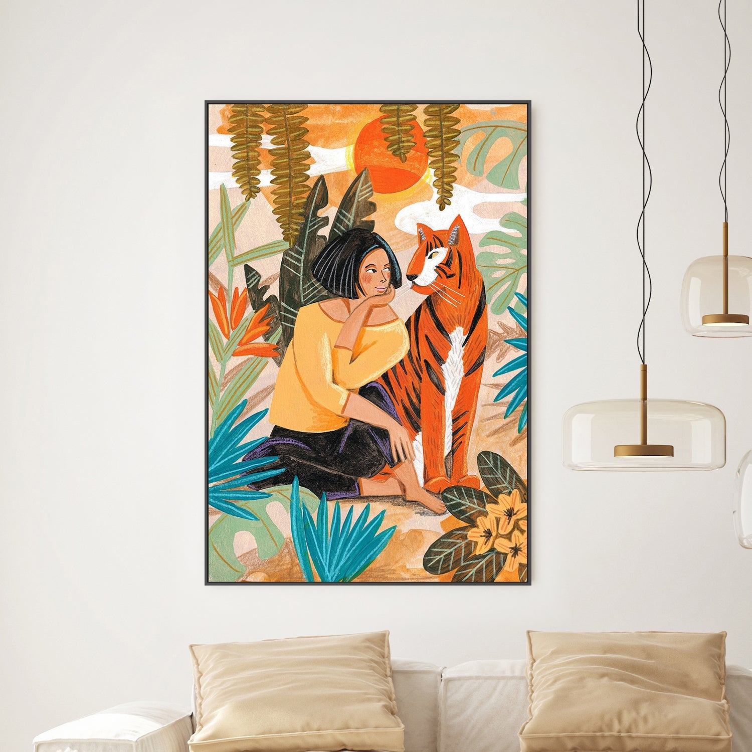 wall-art-print-canvas-poster-framed-Woman with Tiger-7