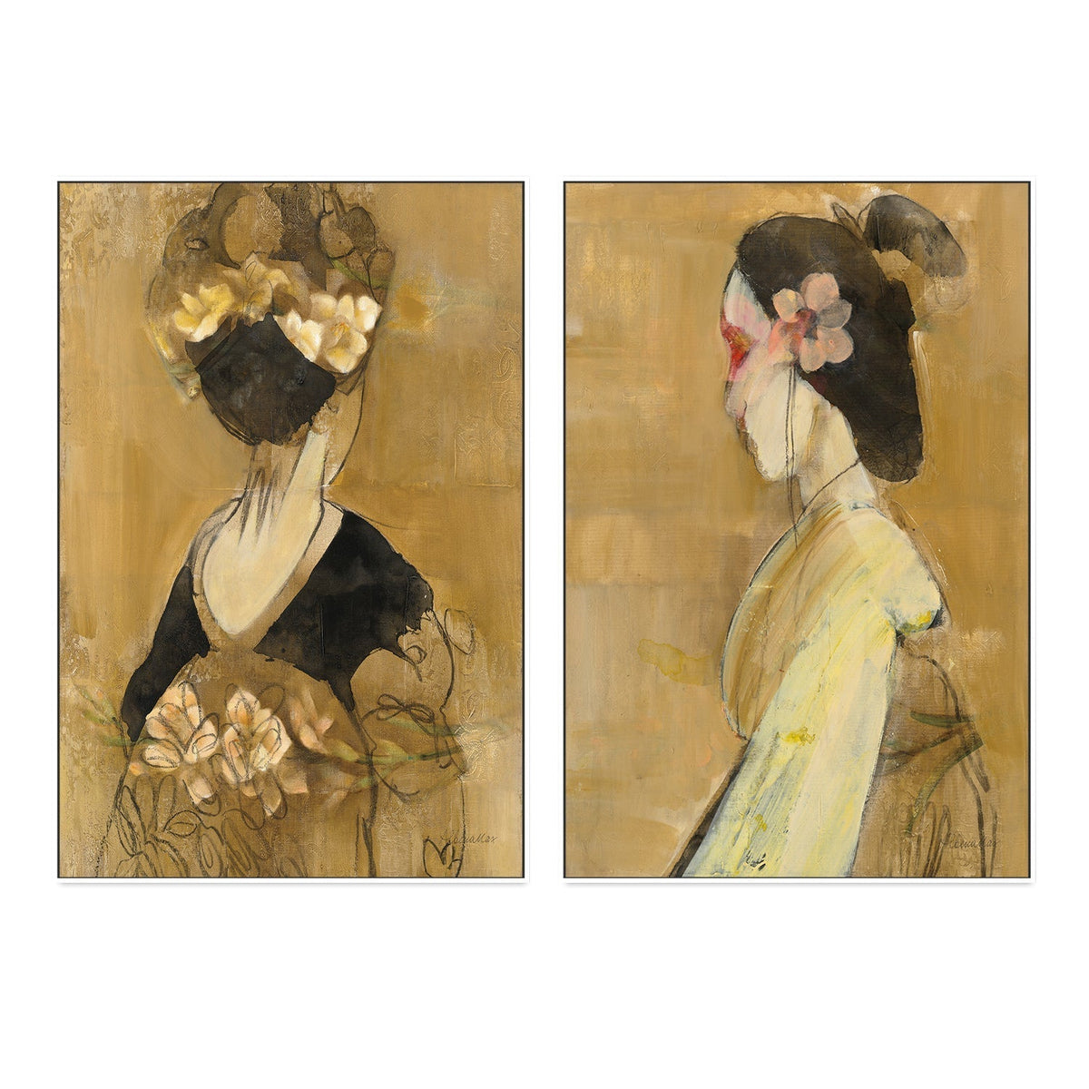 wall-art-print-canvas-poster-framed-Women Of The World, Style B & C, Set Of 2 , By Albena Hristova-GIOIA-WALL-ART