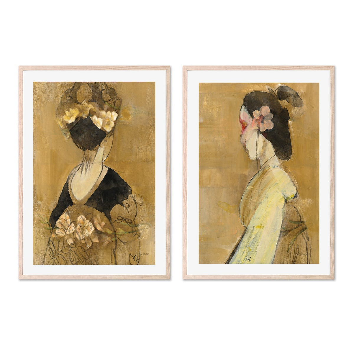 wall-art-print-canvas-poster-framed-Women Of The World, Style B & C, Set Of 2 , By Albena Hristova-GIOIA-WALL-ART