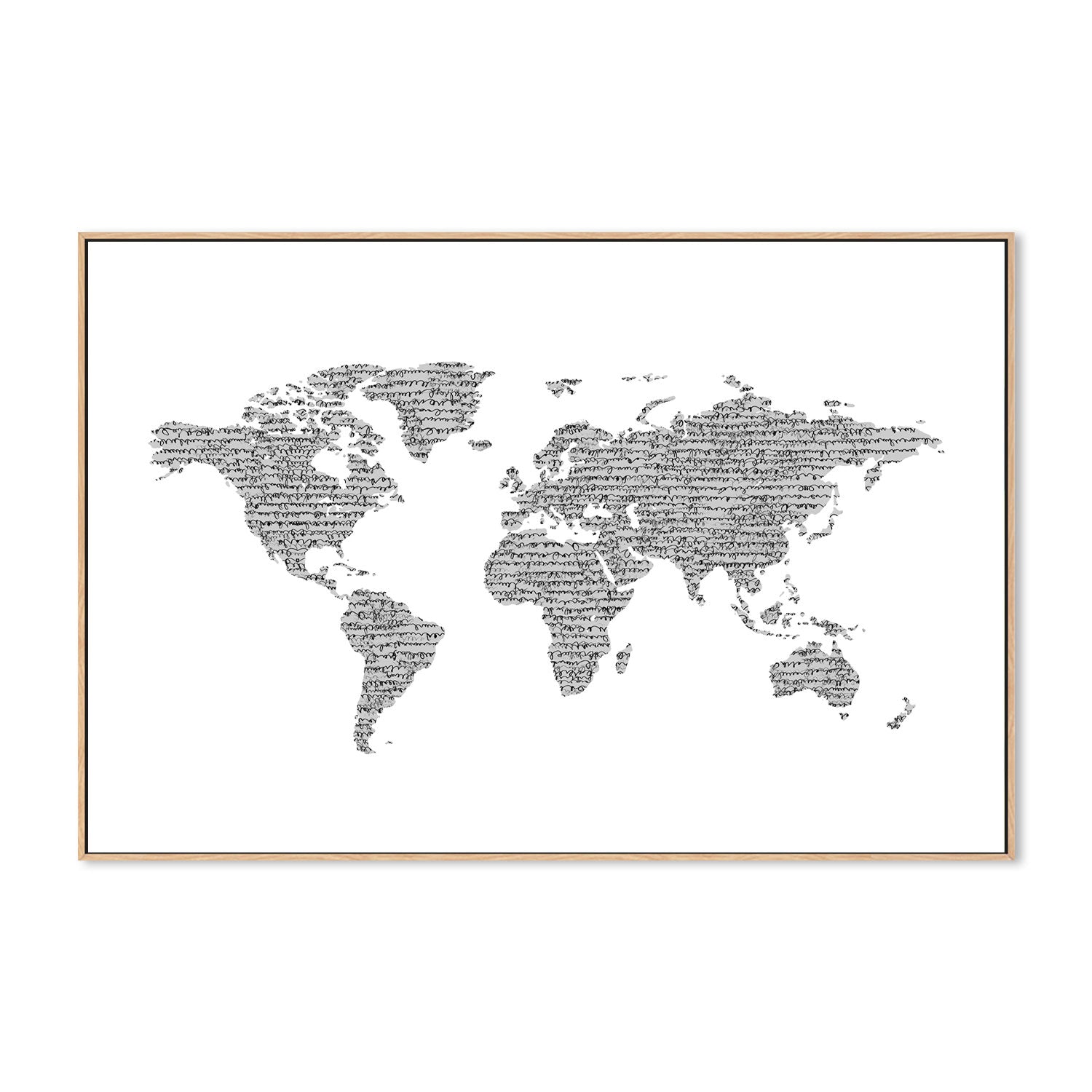 wall-art-print-canvas-poster-framed-World Map Script-by-Danushka Abeygoda-Gioia Wall Art