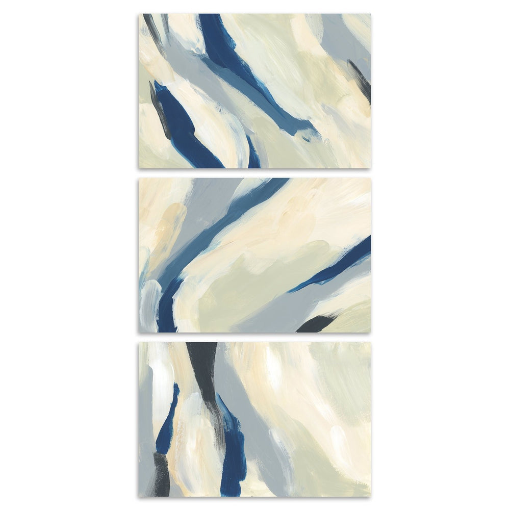 wall-art-print-canvas-poster-framed-Yellow And Navy Abstract, Set Of 3-by-Emily Wood-Gioia Wall Art