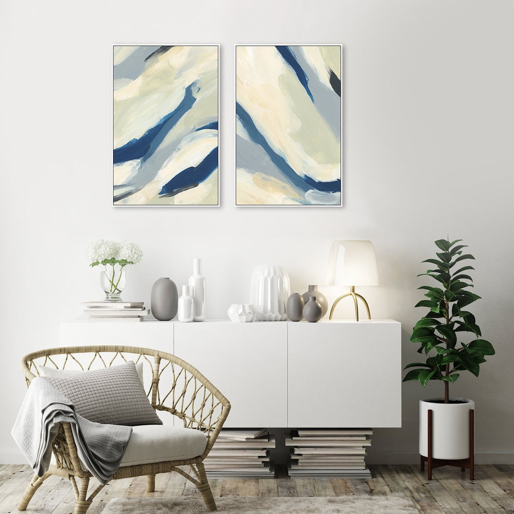 wall-art-print-canvas-poster-framed-Yellow And Navy Abstract, Style A, Set Of 2-by-Emily Wood-Gioia Wall Art