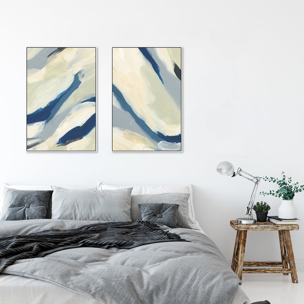wall-art-print-canvas-poster-framed-Yellow And Navy Abstract, Style A, Set Of 2-by-Emily Wood-Gioia Wall Art
