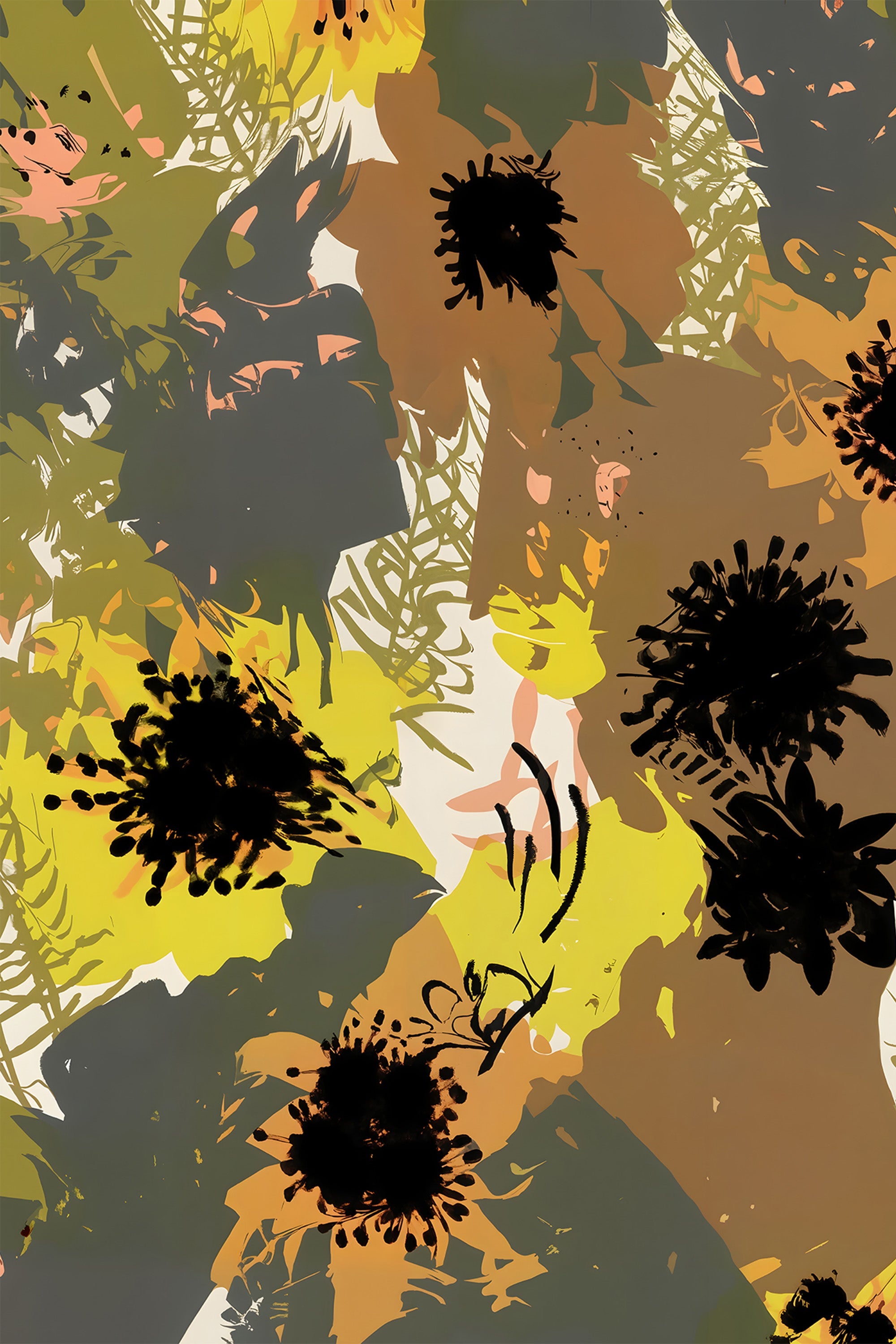 wall-art-print-canvas-poster-framed-Yellow Ochre Florals-1