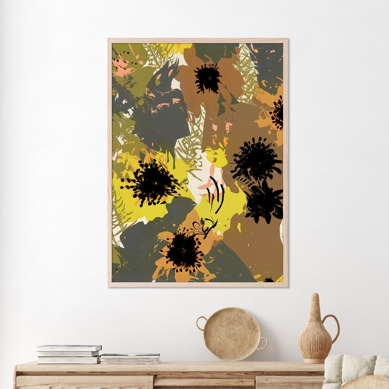 wall-art-print-canvas-poster-framed-Yellow Ochre Florals-2