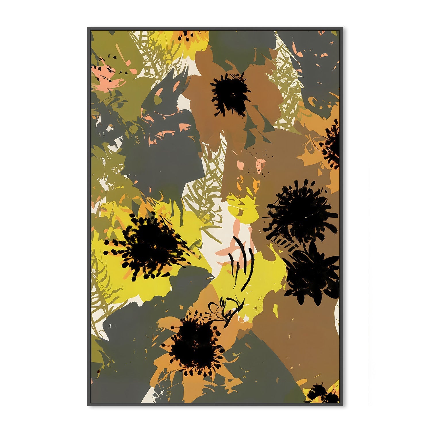 wall-art-print-canvas-poster-framed-Yellow Ochre Florals-3