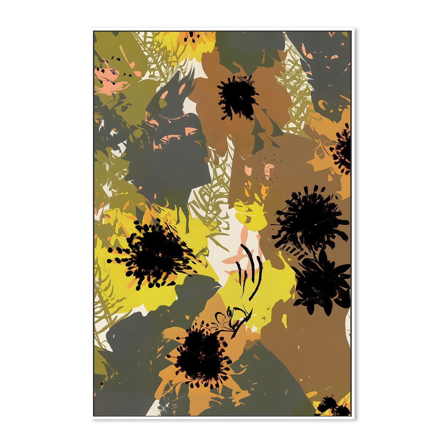 wall-art-print-canvas-poster-framed-Yellow Ochre Florals-5
