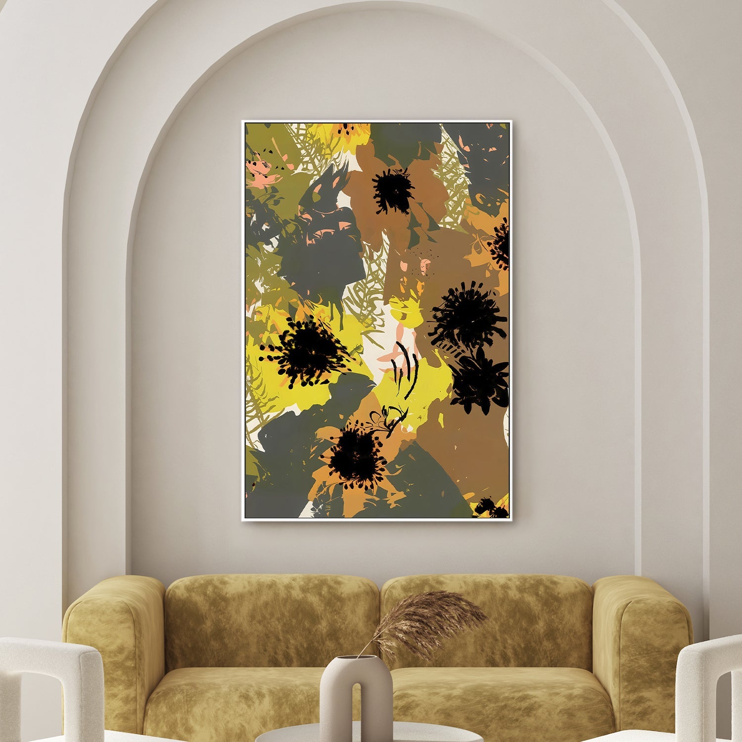 wall-art-print-canvas-poster-framed-Yellow Ochre Florals-7