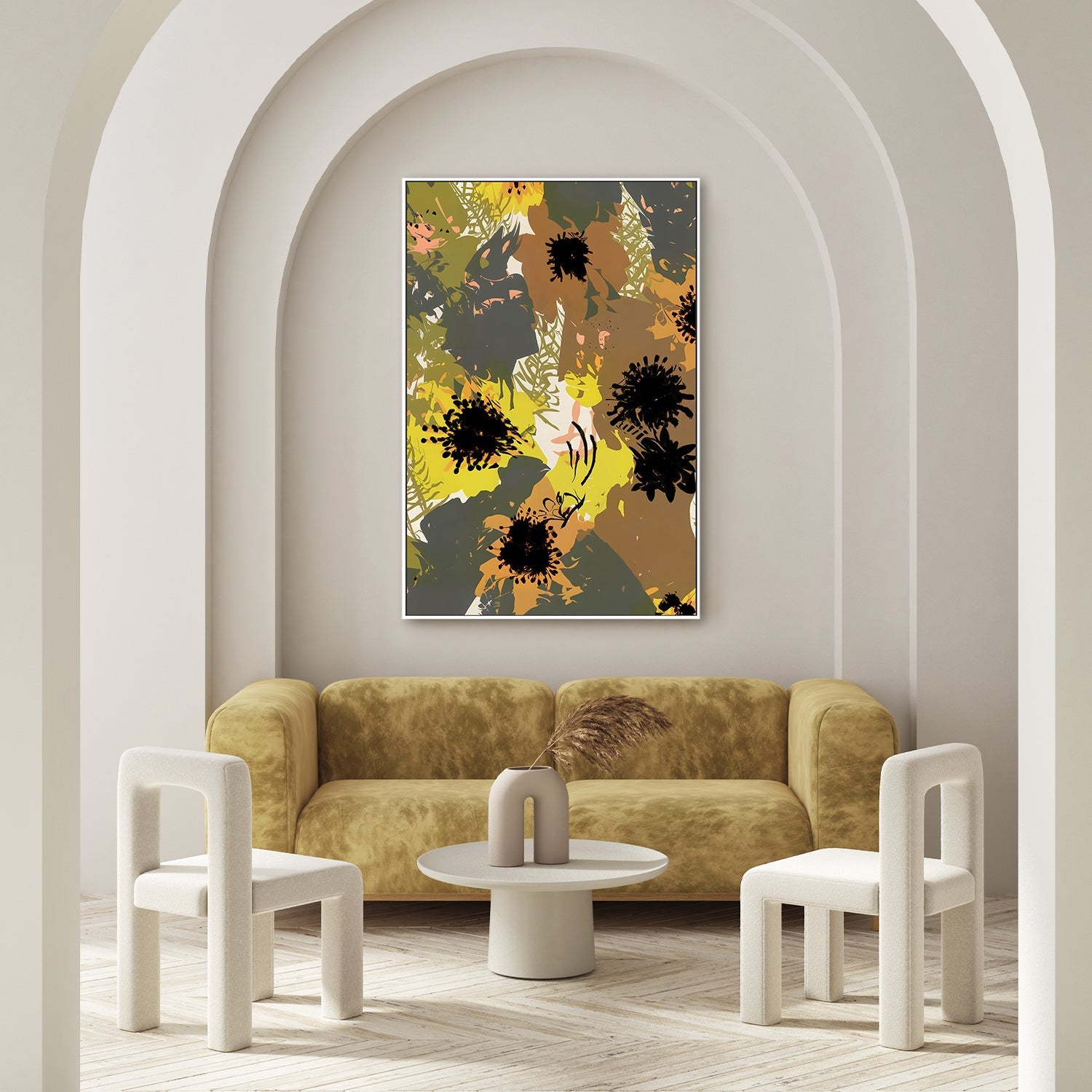 wall-art-print-canvas-poster-framed-Yellow Ochre Florals-8