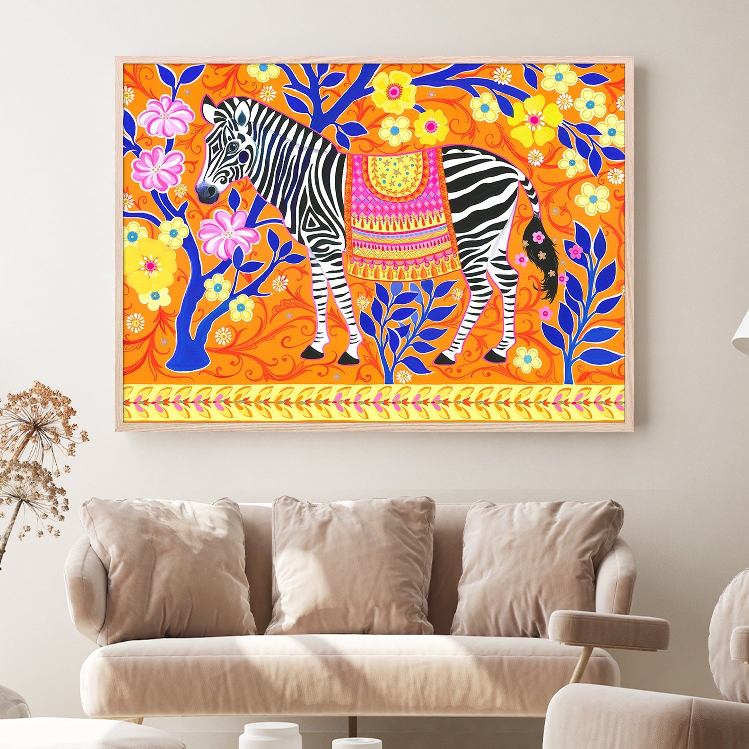 wall-art-print-canvas-poster-framed-Zebra's Vibrant Dream-2