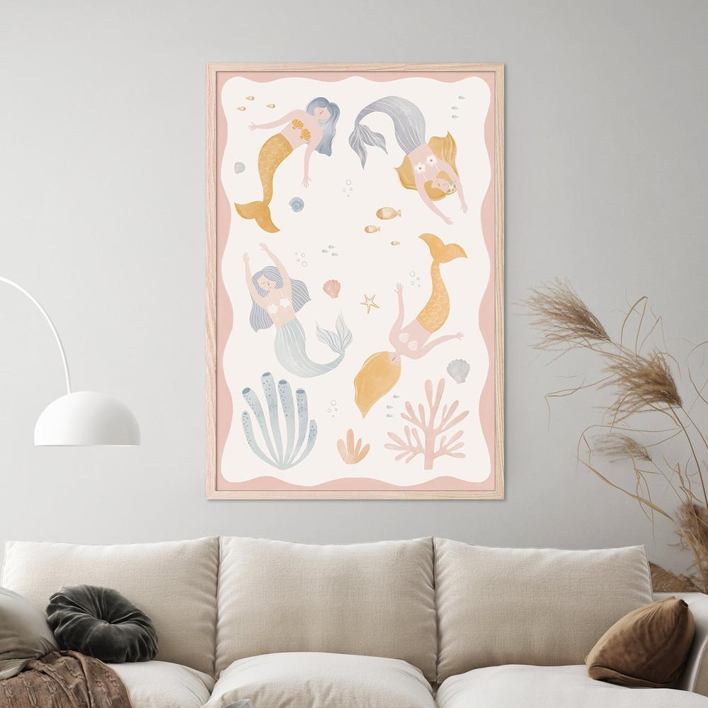 Whimsical Mermaids Ocean-by-Menina Lisboa-wall-art-print-canvas-poster-framed-Gioia
