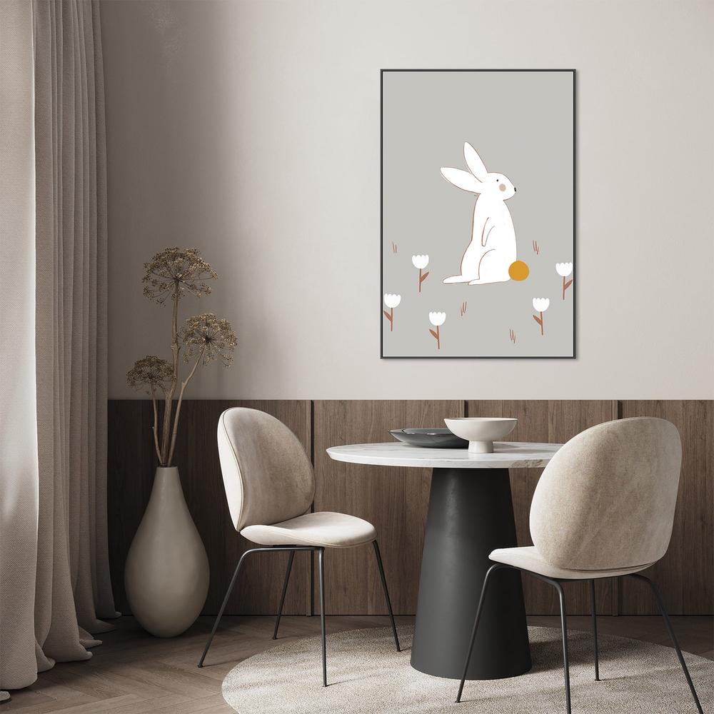 White Bunny Among Flowers-by-Menina Lisboa-wall-art-print-canvas-poster-framed-Gioia