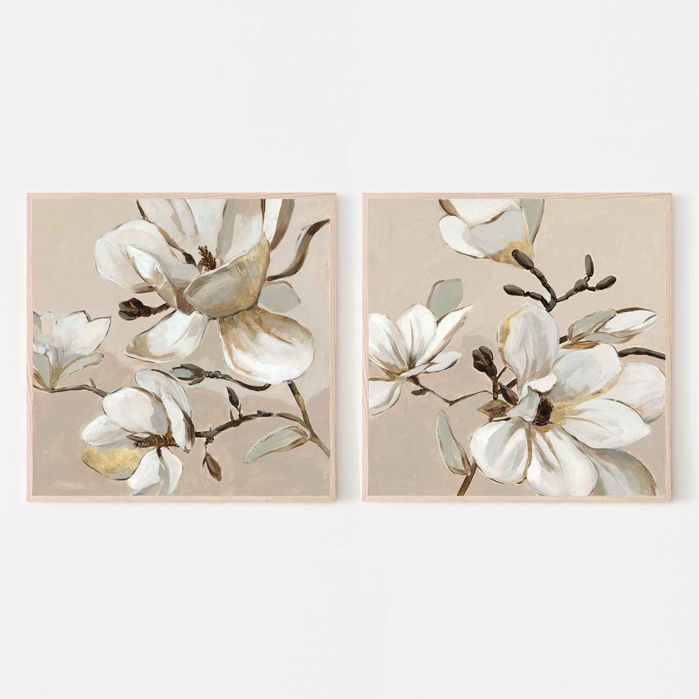 White Magnolia Branch, Style A & B, Set Of 2-by-Jacob Q-wall-art-print-canvas-poster-framed-Gioia