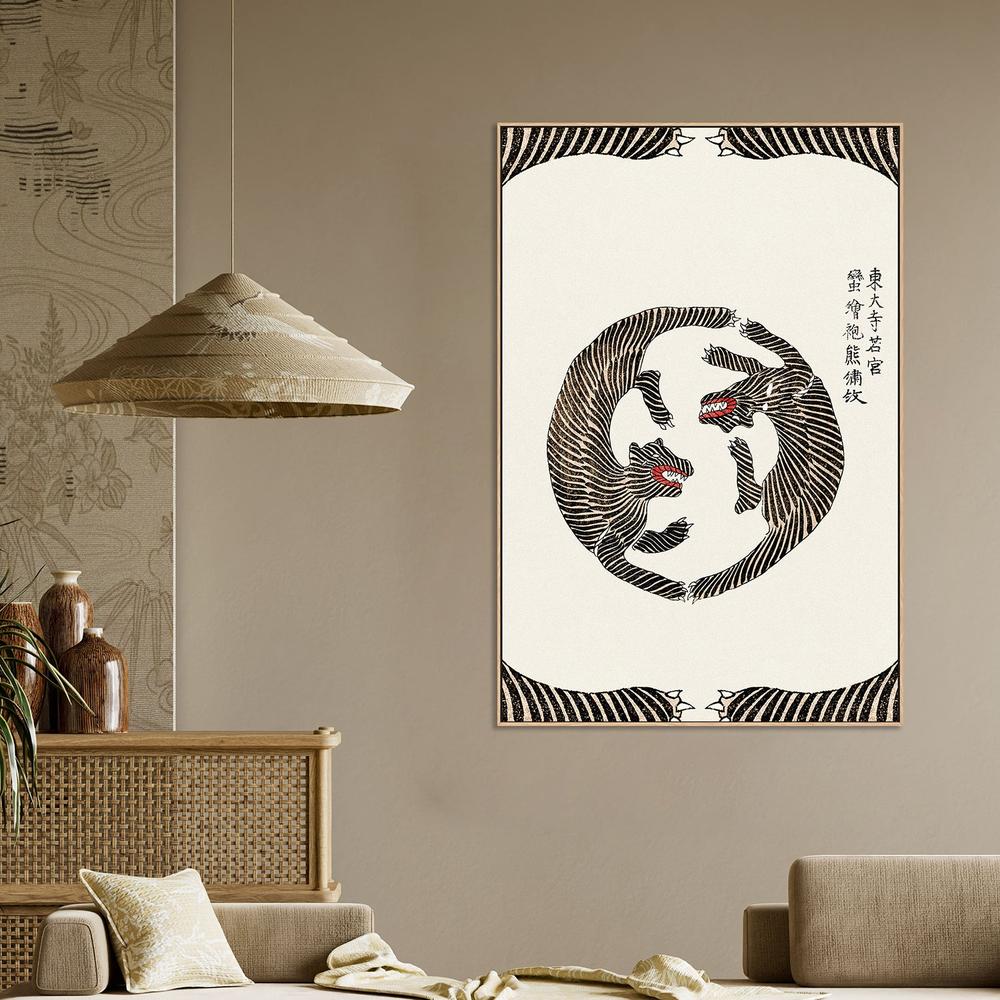 Woodblock Tigers From Yatsuo No Tsubaki (Creative ed.))-by-Taguchi Tomoki-wall-art-print-canvas-poster-framed-Gioia