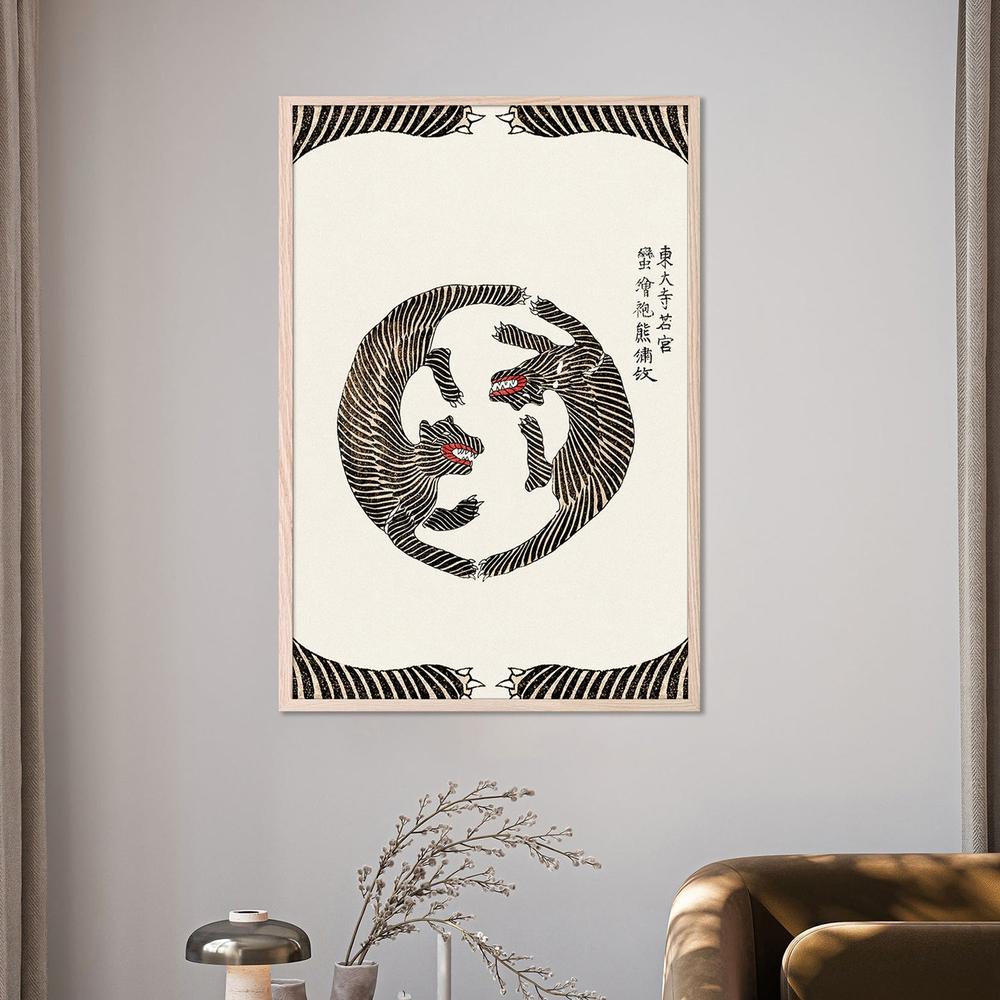 Woodblock Tigers From Yatsuo No Tsubaki (Creative ed.))-by-Taguchi Tomoki-wall-art-print-canvas-poster-framed-Gioia