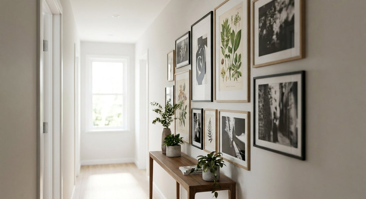 Wall art for narrow hallways