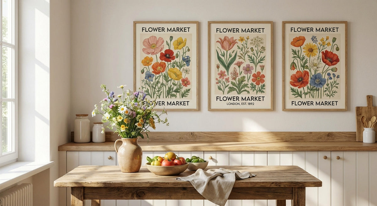 Flower market wall art for kitchen decor