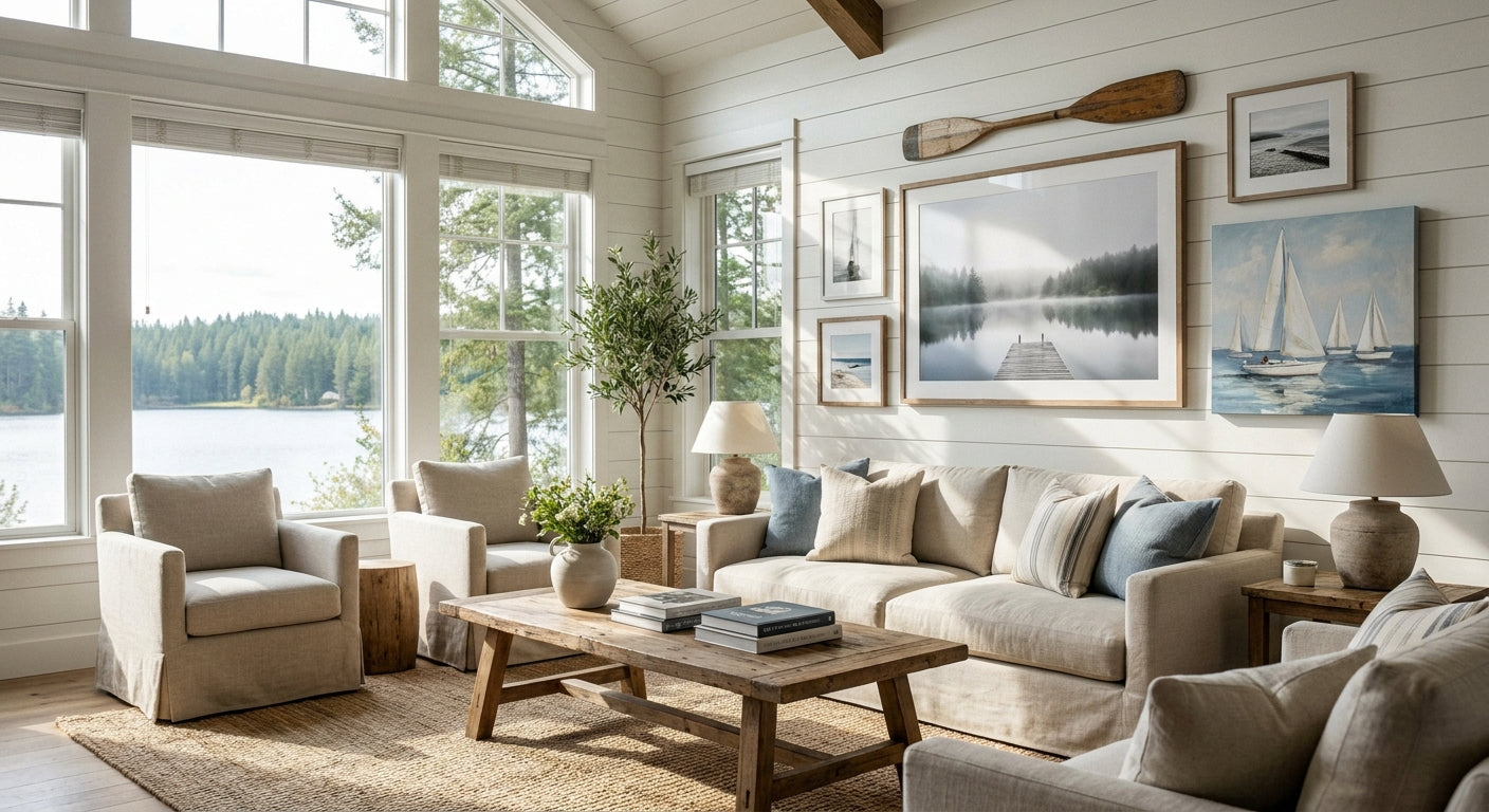 Coastal wall art for lake house interiors