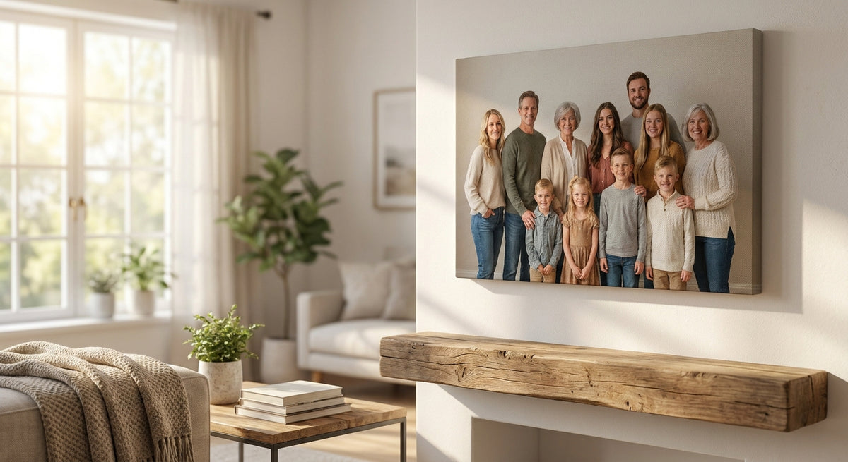 Custom family photo canvas art