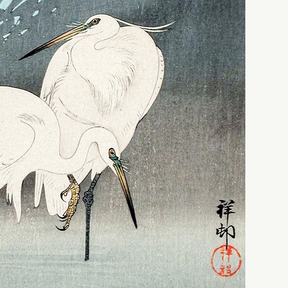 Egrets and Reeds In Moonlight (1926) Boarder