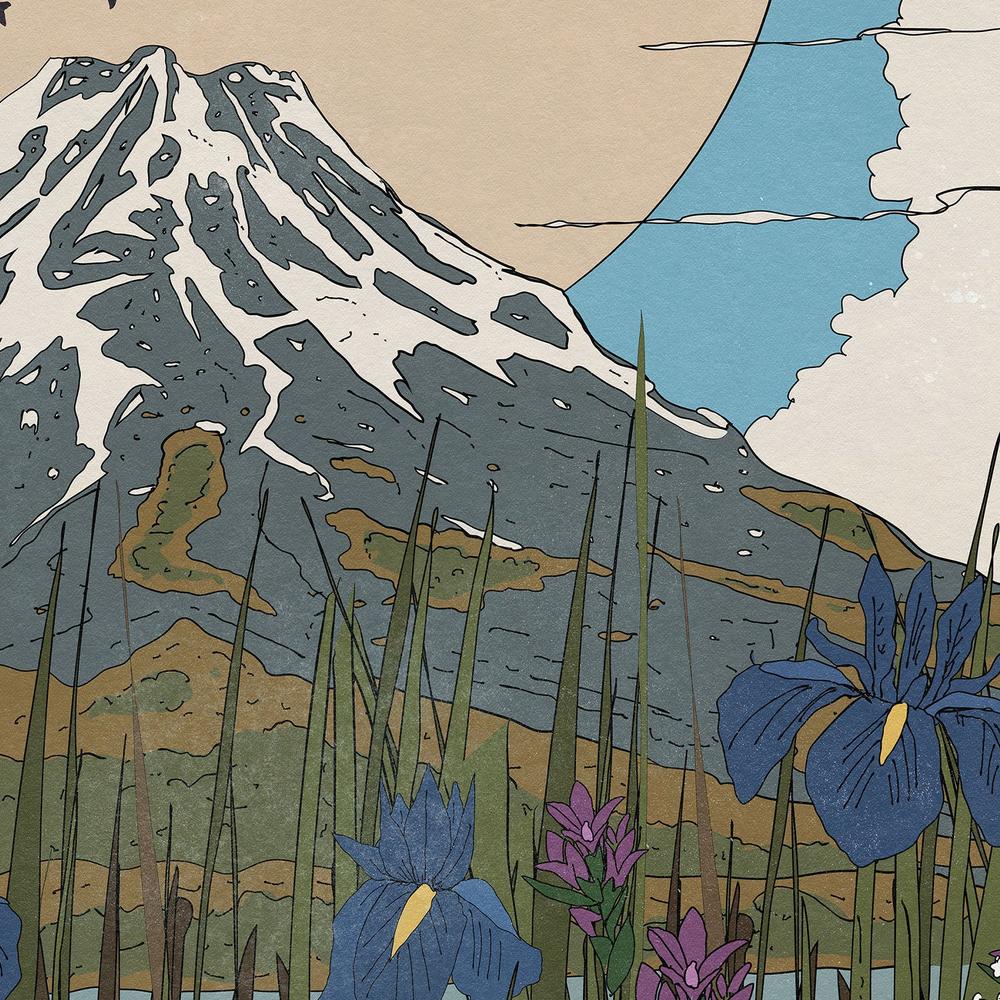 Mount Fuji Swallows Irises