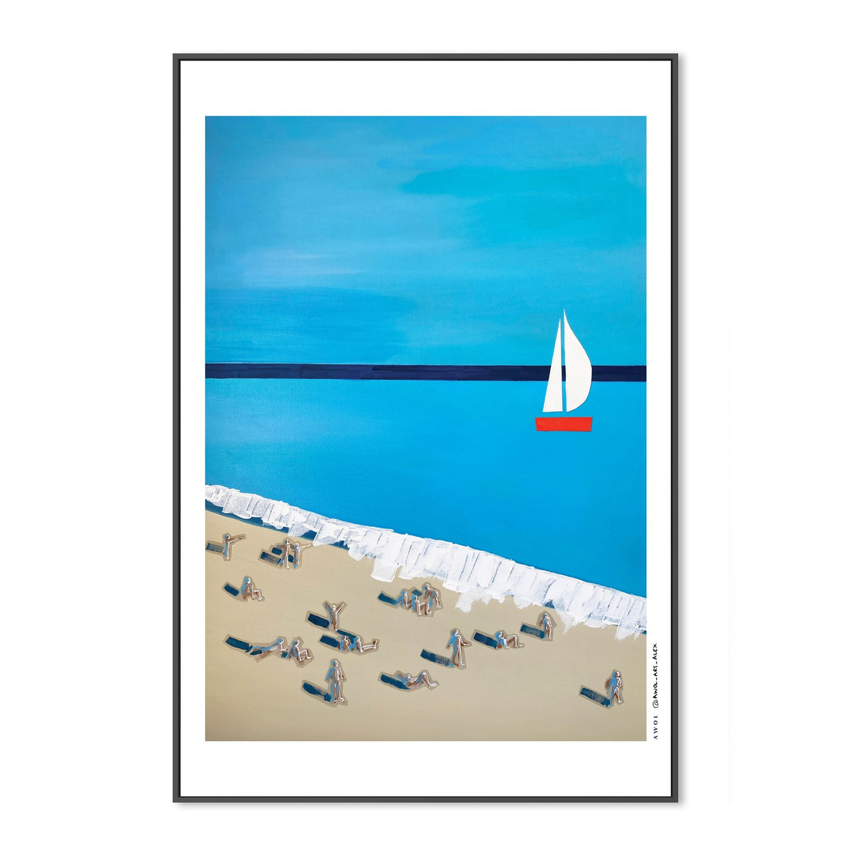Blue Beach Sailboat
